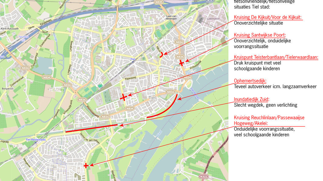 Voorbeeld fietsonveilige/fietsonvriendelijke locaties